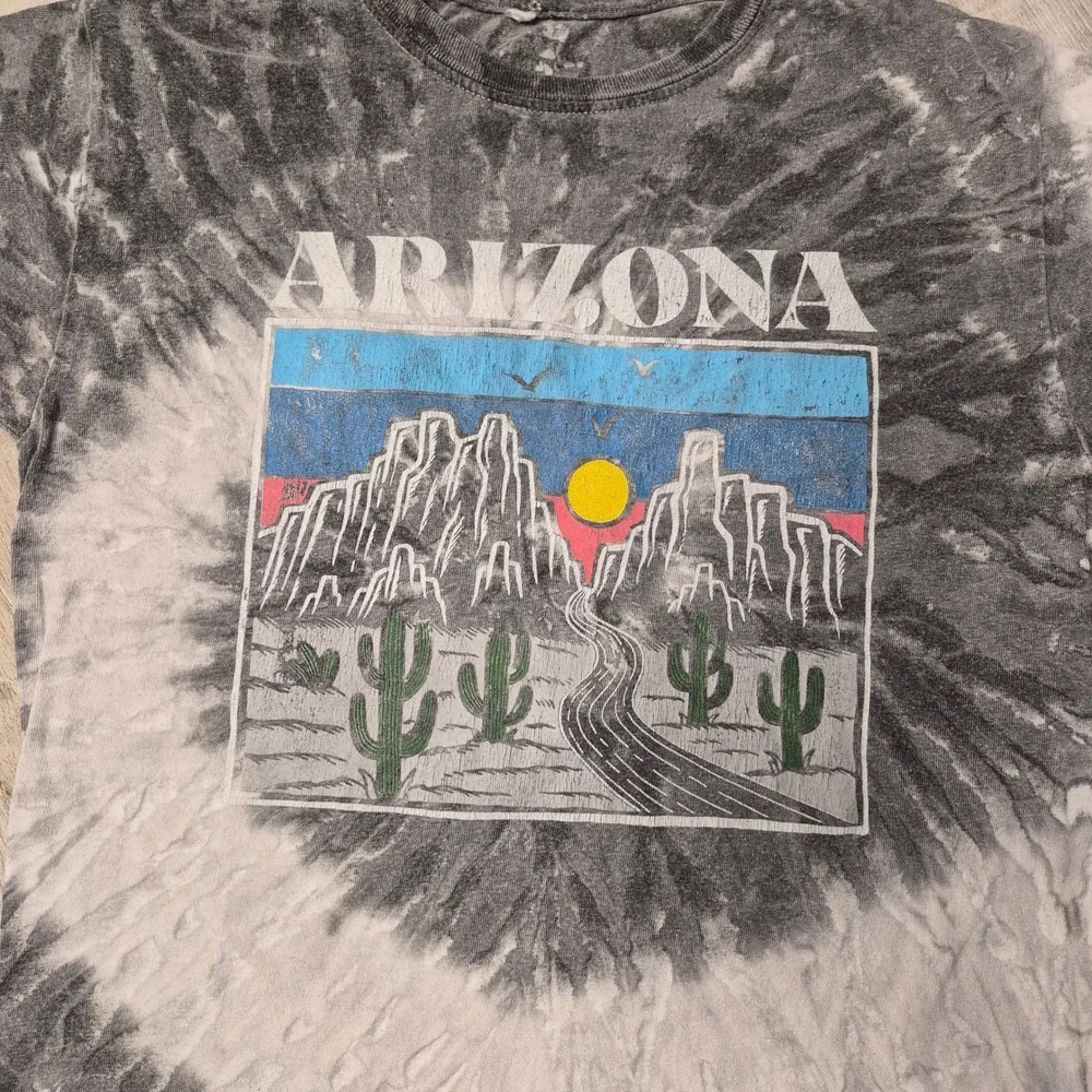 Arizona Tourist Grey Tie Dye T Shirt Kids M/L Adult XS Grunge Edgy Artsy Vintage